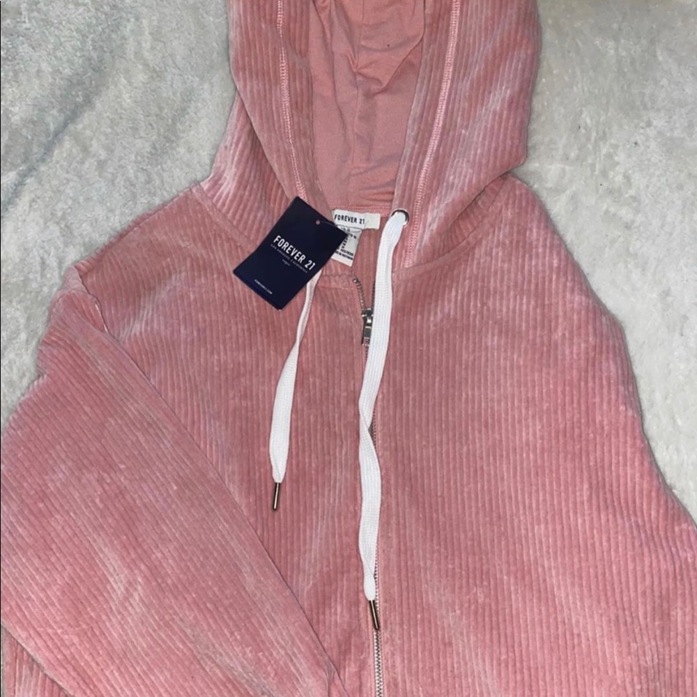 Pink Velvet Forever 21 Crop Hoodie-NWT